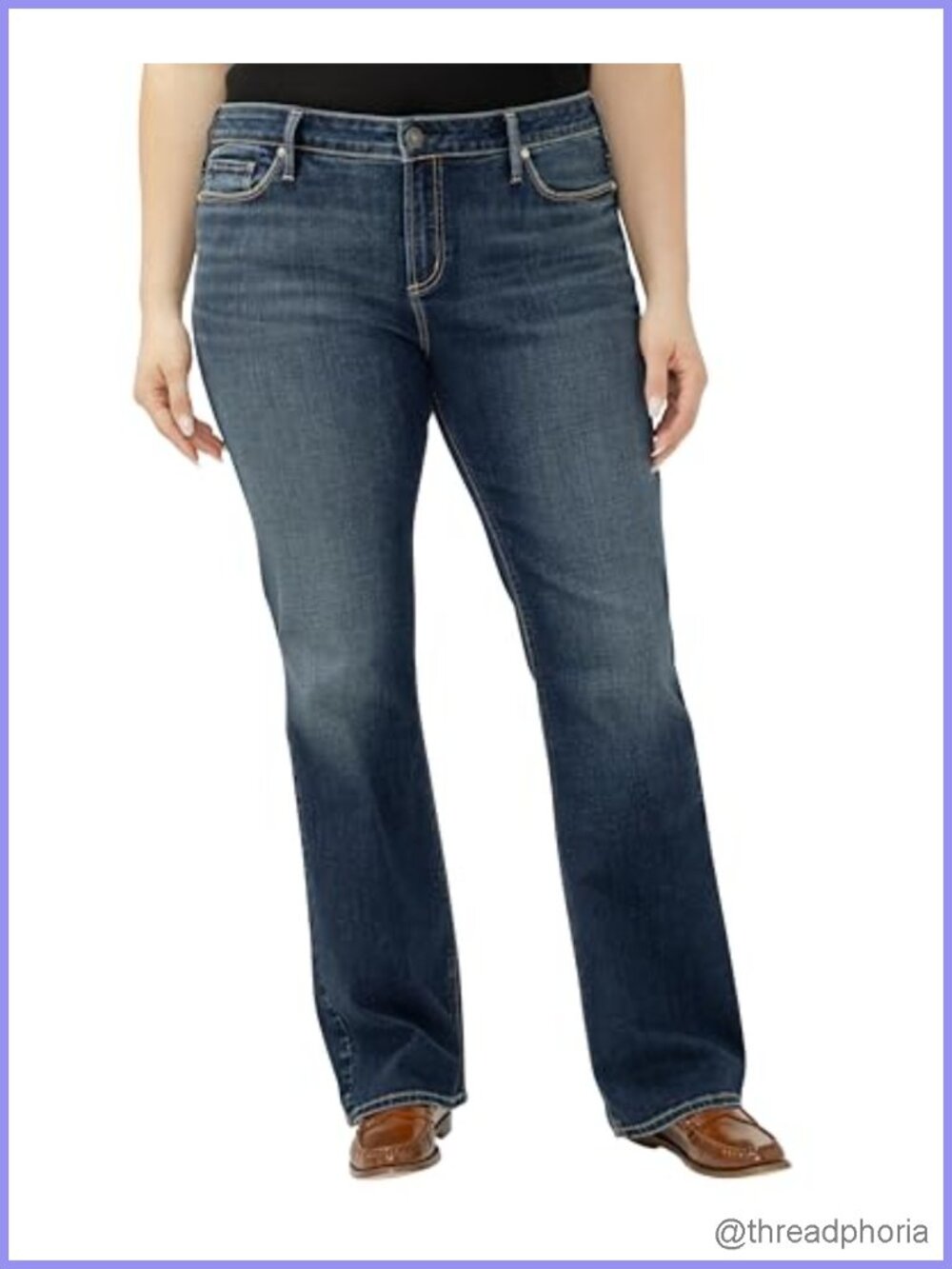 Women's Plus Size Mid Rise Slim Bootcut Jeans Stretch Denim